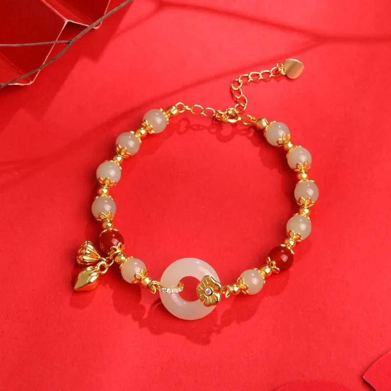 Lao Feng Xiang Hetian Jade Bracelets White Jade/Pale Greenish White Jade Women's-1