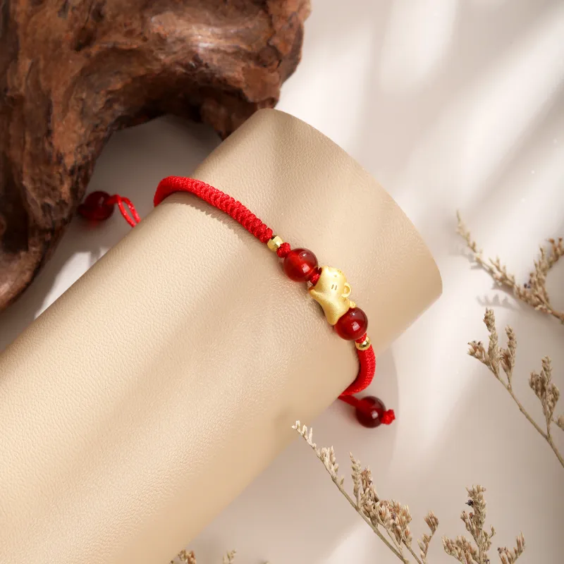 Lao Feng Xiang Natural Agate Bracelets Unisex-11