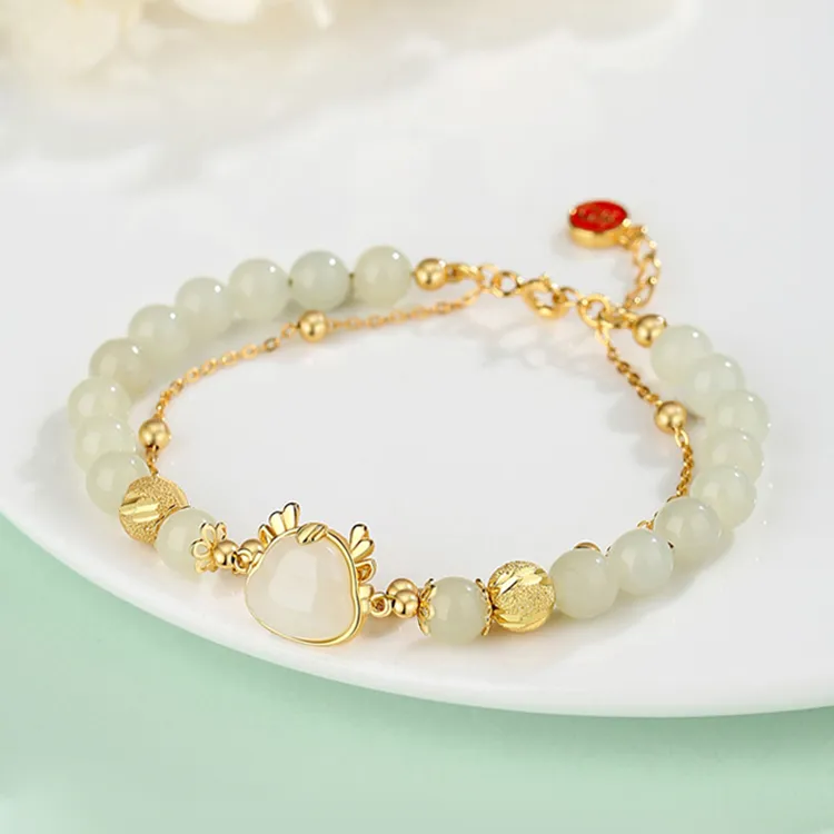 Lao Feng Xiang Hetian Jade Bracelets White Jade/Pale Greenish White Jade Unisex-1