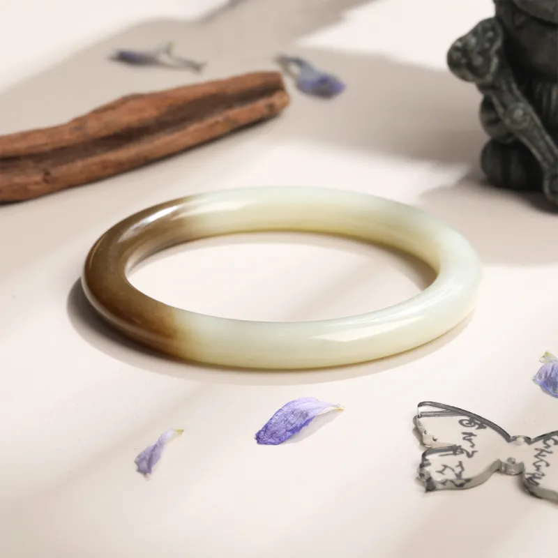 Lao Feng Xiang Hetian Jade Bangles Sugar Jade Women's-2