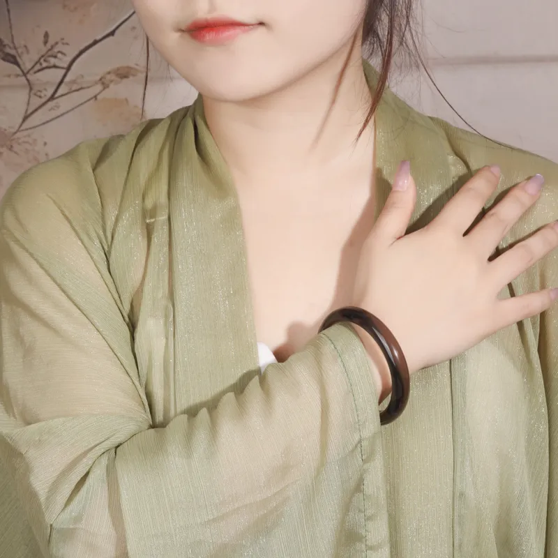 Lao Feng Xiang Natural Obsidian Jade Bangles Unisex-6