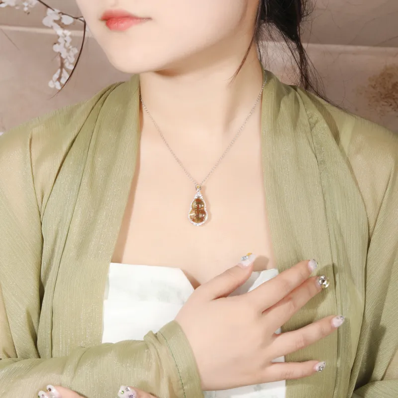 Lao Feng Xiang Crystal Jade Necklaces Women's-3