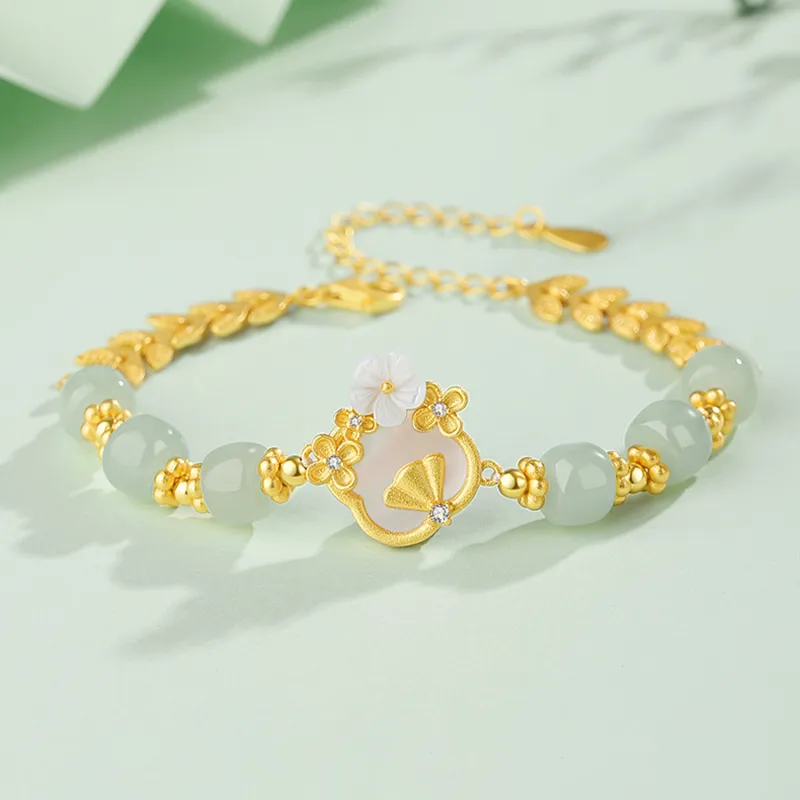 Lao Feng Xiang Hetian Jade S925 Silver White Jade/Pale Greenish White Jade Women's-1
