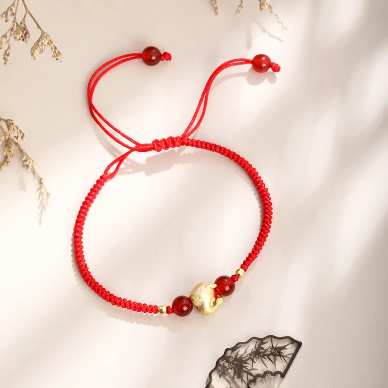 Lao Feng Xiang Natural Agate Bracelets Unisex-19