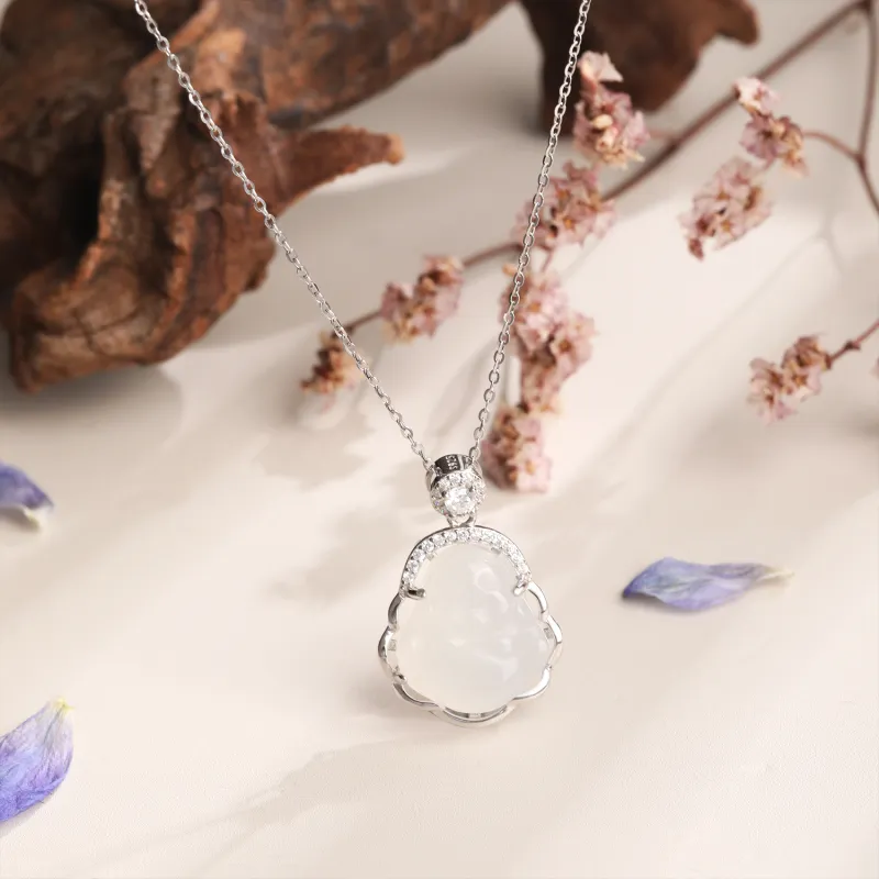 Lao Feng Xiang Chalcedony Jade Necklaces Women's-3