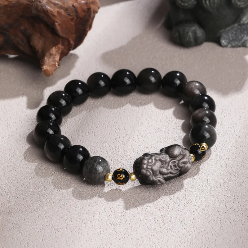 Lao Feng Xiang Processing Obsidian Bracelets Unisex-1