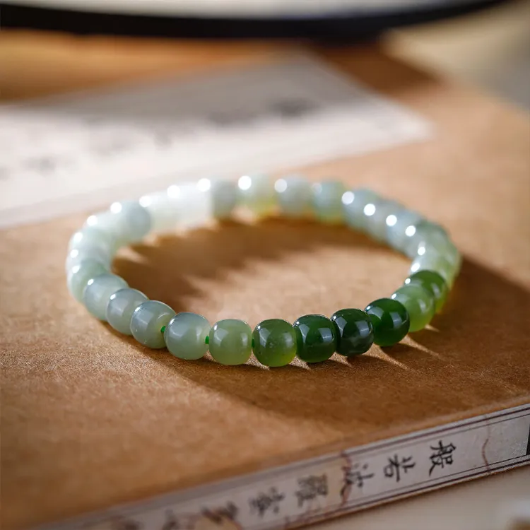Lao Feng Xiang Hetian Jade Bracelets Green Jade Unisex-2