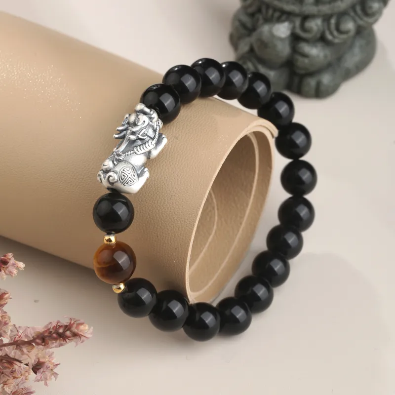 Lao Feng Xiang Obsidian Jade Bracelets Unisex-3
