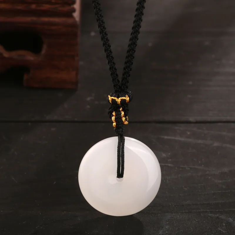 Lao Feng Xiang Hetian Jade Necklaces White Jade Unisex-3