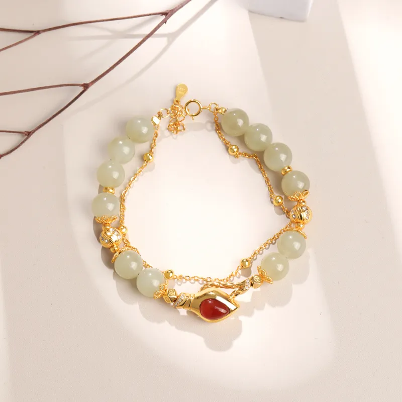 Lao Feng Xiang Hetian Jade Bracelets White Jade/Pale Greenish White Jade Women's-1