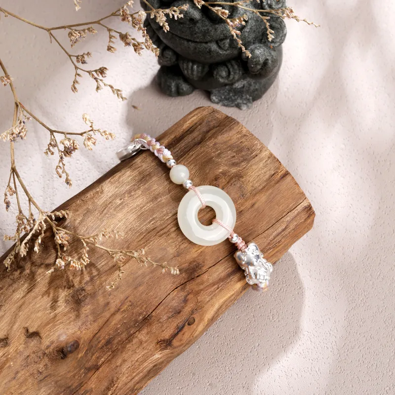 Lao Feng Xiang Hetian Jade Bracelets White Jade/Pale Greenish White Jade Unisex-4