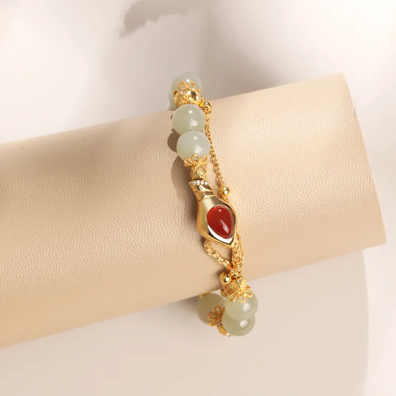 Lao Feng Xiang Hetian Jade Bracelets White Jade/Pale Greenish White Jade Women's-2