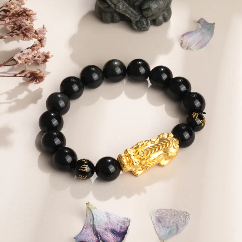 Lao Feng Xiang Obsidian Jade Bracelets Unisex-3
