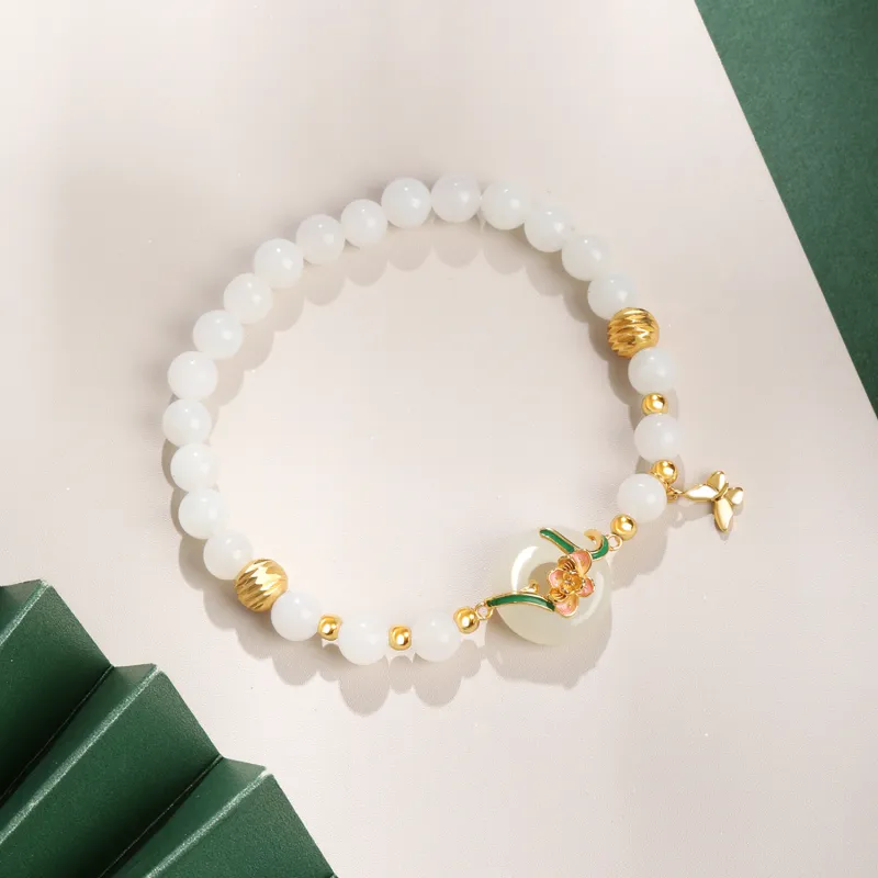 Lao Feng Xiang Hetian Jade S925 Silver White Jade Women's-3