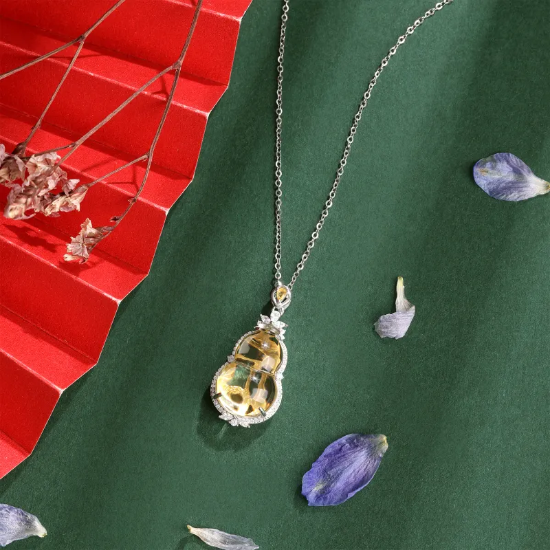 Lao Feng Xiang Crystal Jade Necklaces Women's-4