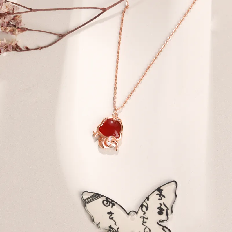 Lao Feng Xiang Agate Jade Necklaces Women's-4