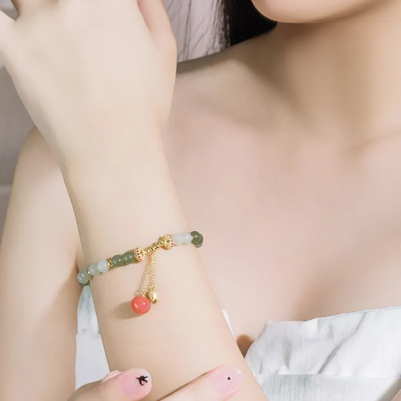 Lao Feng Xiang Hetian Jade Bracelets White Jade/Pale Greenish White Jade Women's-4