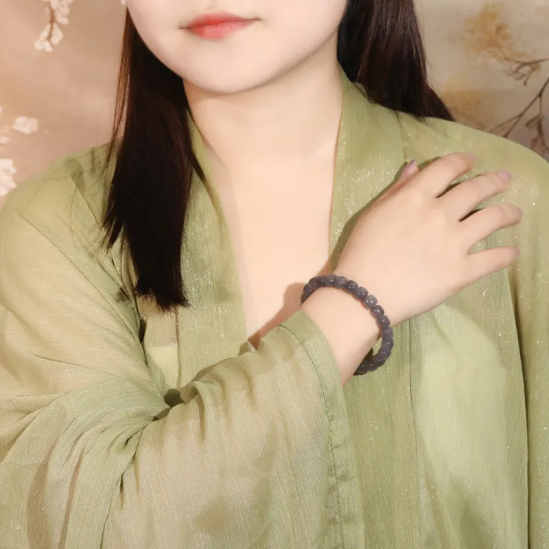 Lao Feng Xiang Hetian Jade Bracelets Smoky Purple Unisex-1