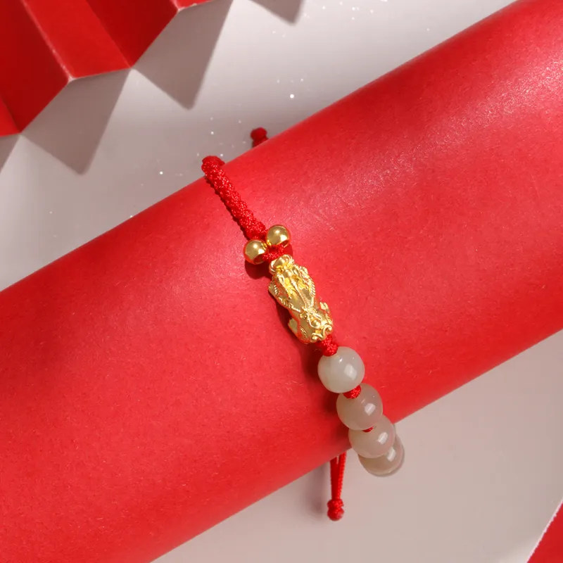 Lao Feng Xiang Hetian Jade Bracelets Pale Greenish White Jade Unisex-3