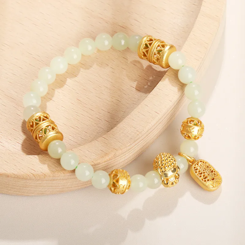 Lao Feng Xiang Hetian Jade Bracelets White Jade/Pale Greenish White Jade Women's-1
