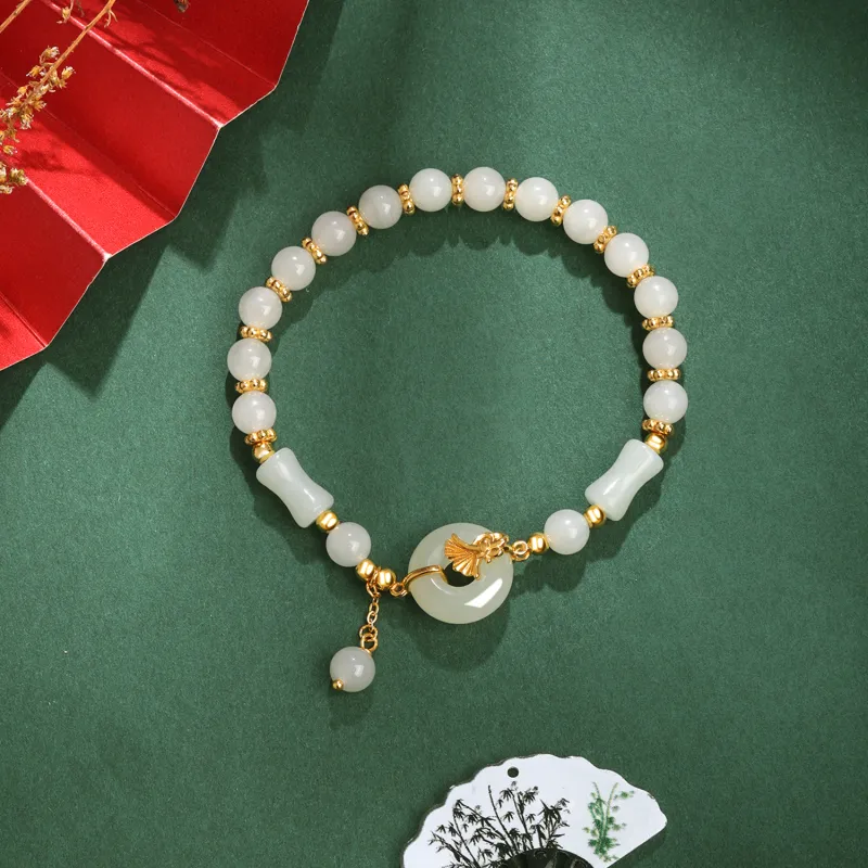 Lao Feng Xiang Hetian Jade S925 Silver White Jade/Pale Greenish White Jade Women's-1