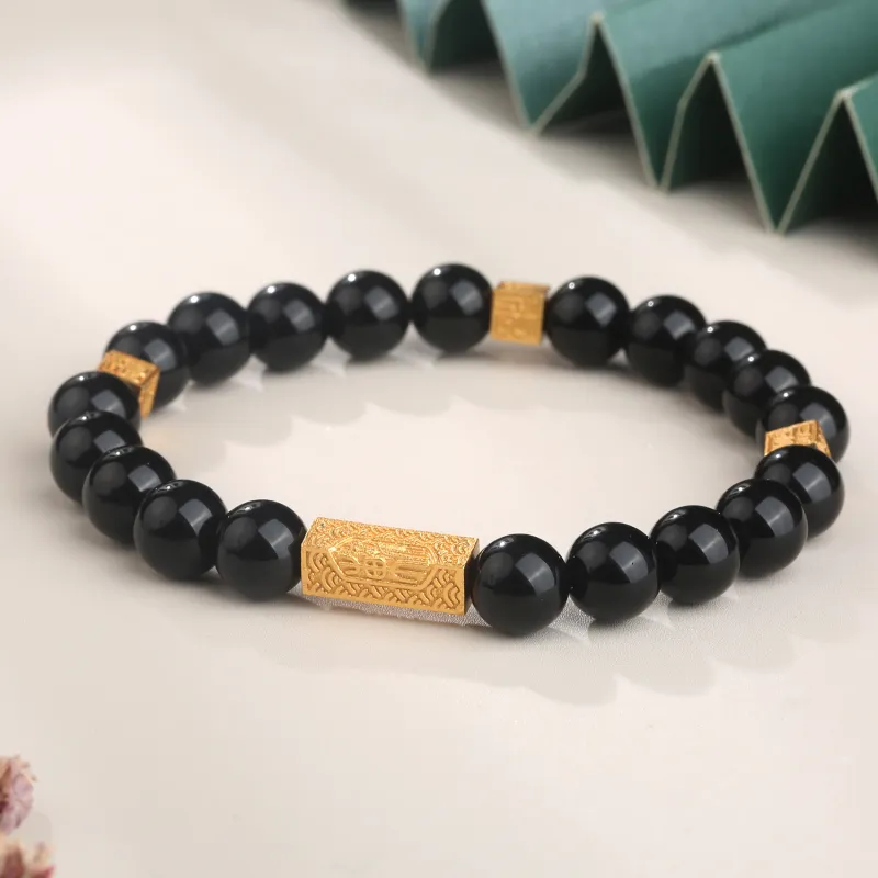 Lao Feng Xiang Obsidian Jade Bracelets Unisex-5