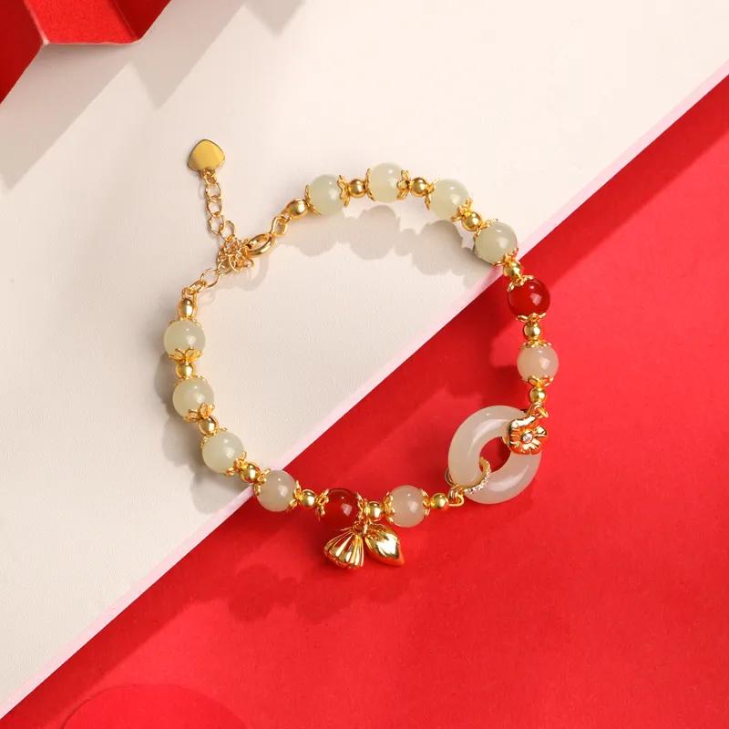 Lao Feng Xiang Hetian Jade Bracelets White Jade/Pale Greenish White Jade Women's-2