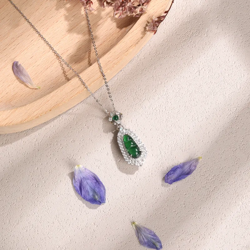Lao Feng Xiang Ice Type Jadeite Necklaces Women's-2