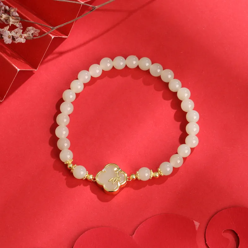Lao Feng Xiang Hetian Jade Bracelets White Jade/Pale Greenish White Jade Women's-1