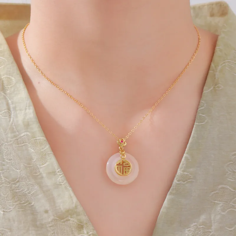 Lao Feng Xiang Chalcedony Necklaces Unisex-1