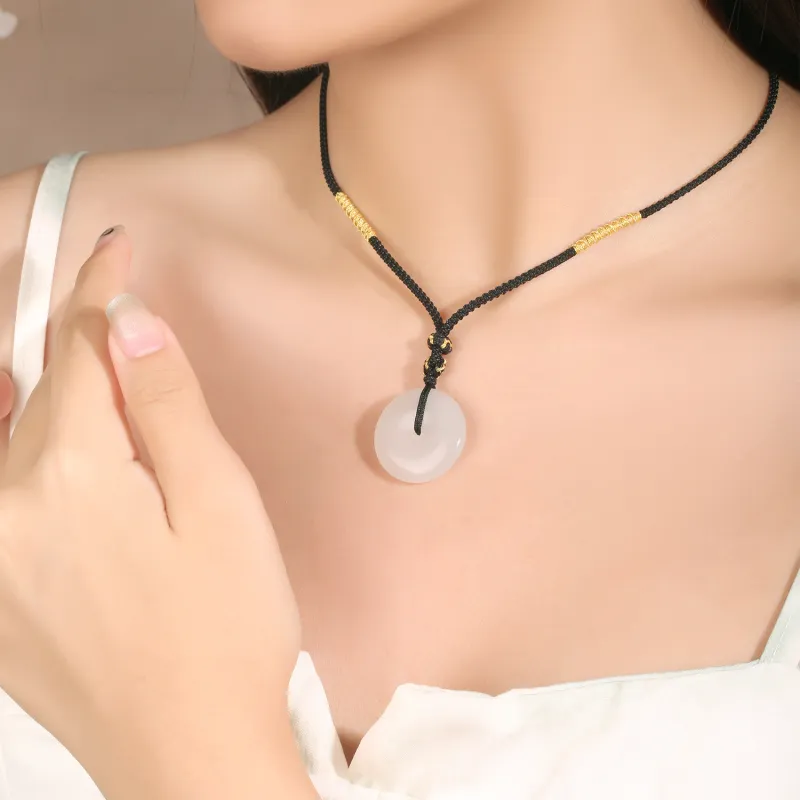 Lao Feng Xiang Hetian Jade Necklaces White Jade Unisex-1