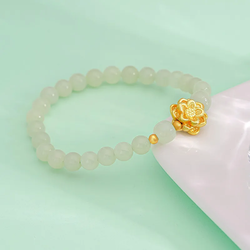 Lao Feng Xiang Hetian Jade Bracelets White Jade/Pale Greenish White Jade Women's-2