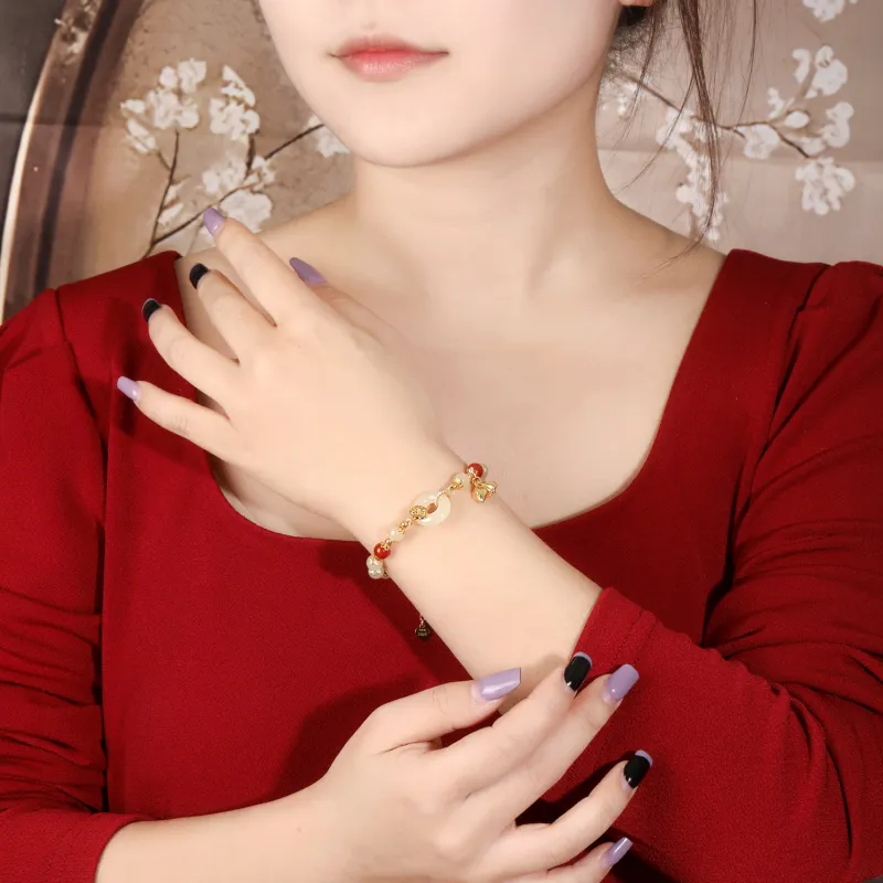 Lao Feng Xiang Hetian Jade Bracelets White Jade/Pale Greenish White Jade Women's-4