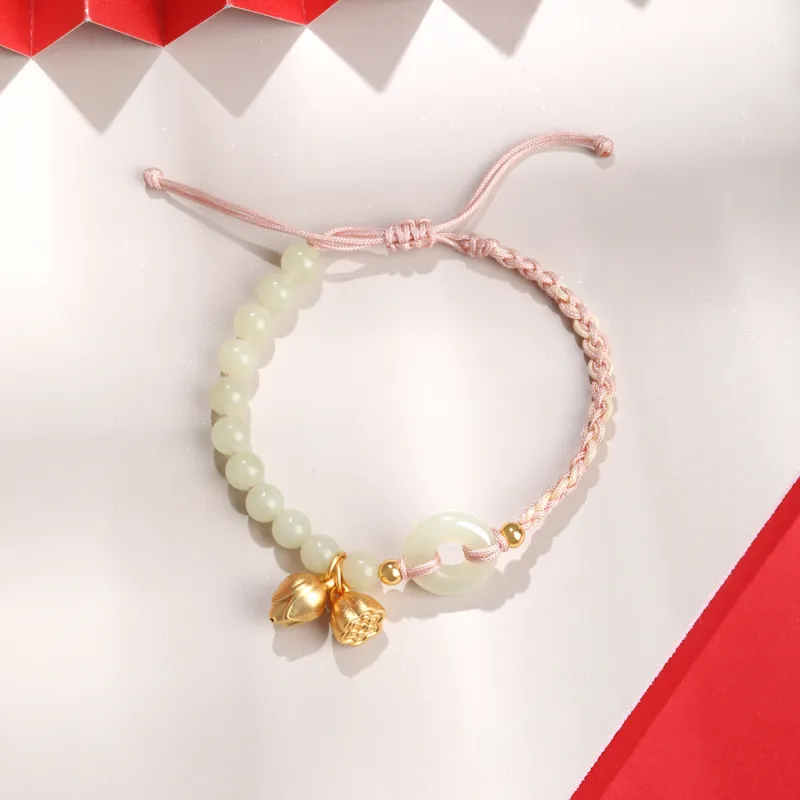 Lao Feng Xiang Hetian Jade Sterling Silver Bracelet White Jade/Pale Greenish White Jade Women's-1