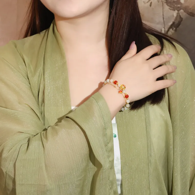 Lao Feng Xiang Hetian Jade Bracelets White Jade/Pale Greenish White Jade Women's-1