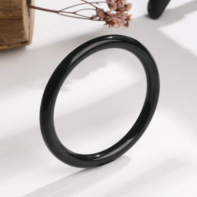 Lao Feng Xiang Hetian Jade Bangles Black Jade Women's-2