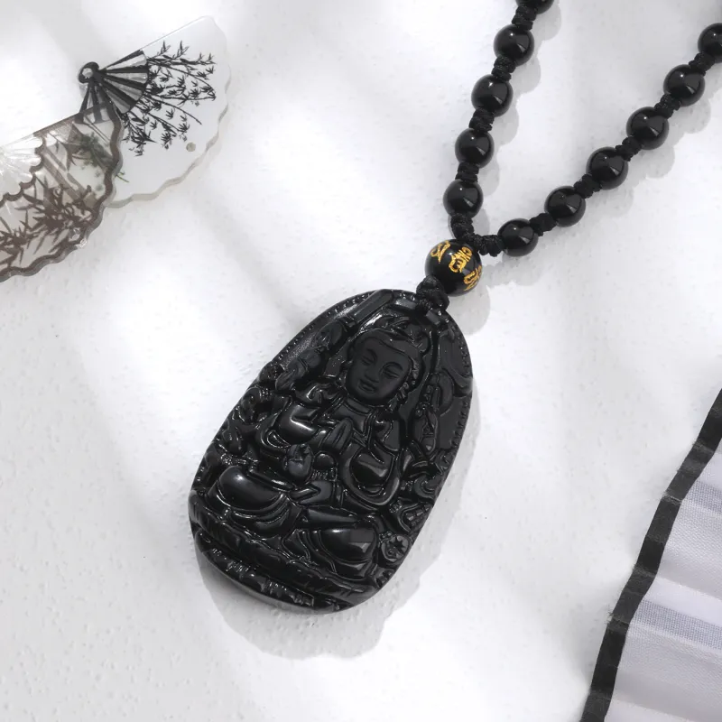 Lao Feng Xiang Obsidian Necklaces Unisex-2