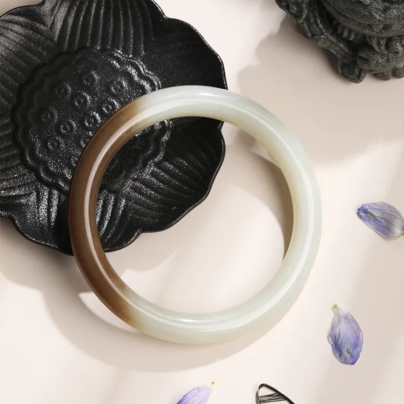 Lao Feng Xiang Hetian Jade Bangles Sugar Jade Women's-3