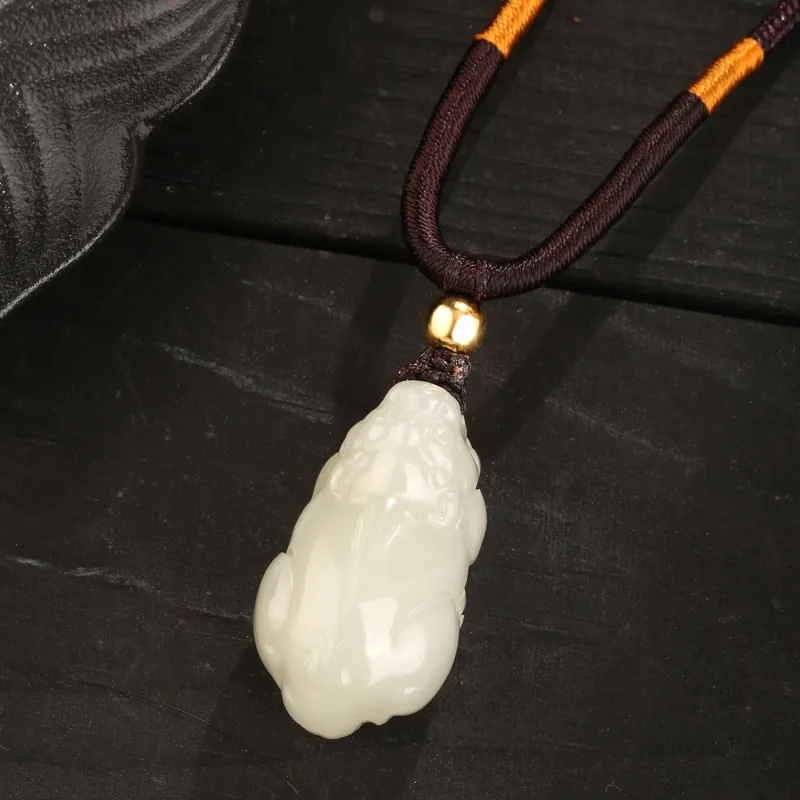 Lao Feng Xiang Hetian Jade White Jade/Pale Greenish White Jade Unisex-3