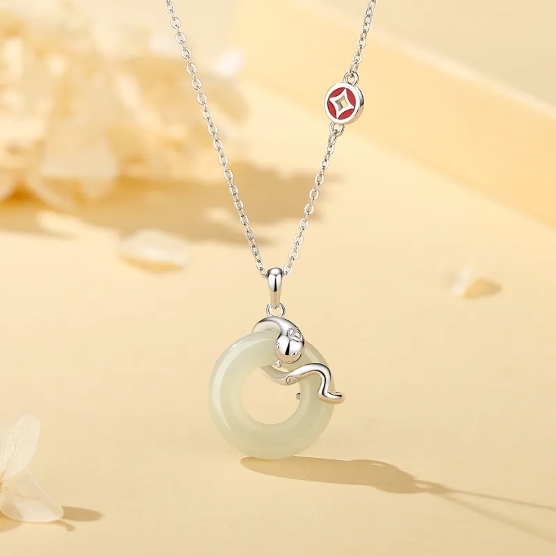 Lao Feng Xiang Hetian Jade Necklaces White Jade/Pale Greenish White Jade Unisex-2