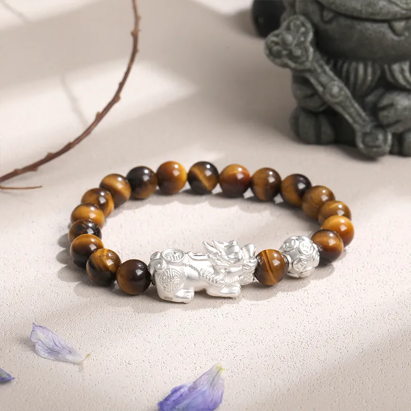 Lao Feng Xiang Tiger's Eye Stone Bracelets Unisex-2
