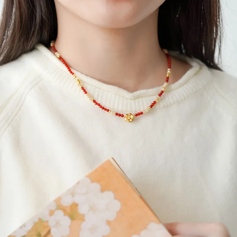 Lao Feng Xiang Natural Agate Necklaces Women's-2