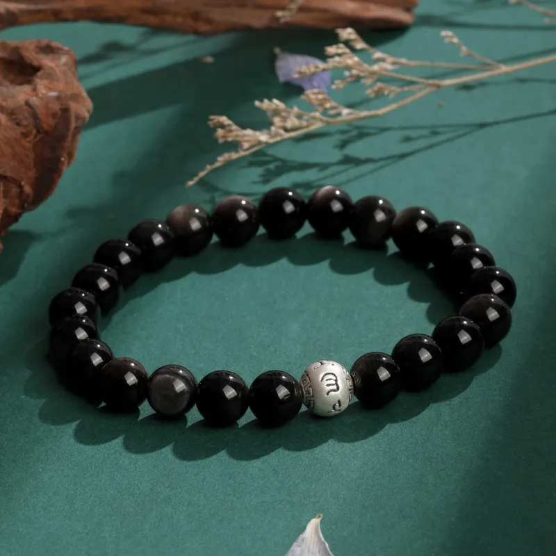 Lao Feng Xiang Natural Obsidian Bracelets Unisex-1