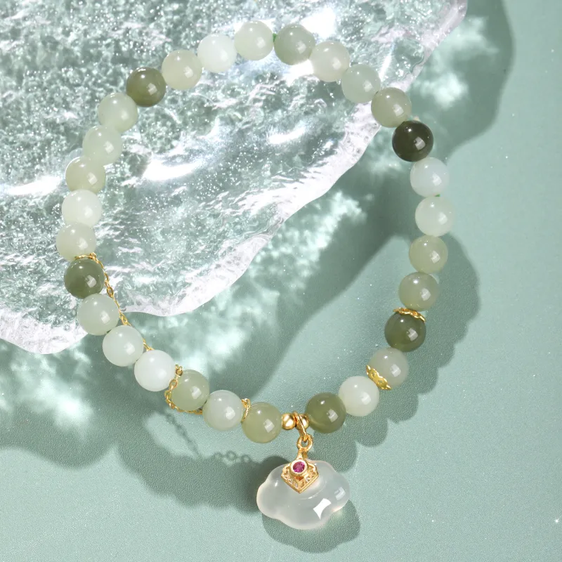 Lao Feng Xiang Hetian Jade Bracelets White Jade/Pale Greenish White Jade Women's-2