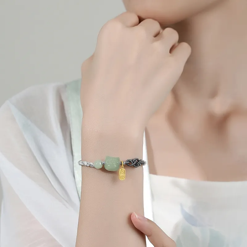 Lao Feng Xiang Hetian Jade Bracelets White Jade/Pale Greenish White Jade Unisex-4