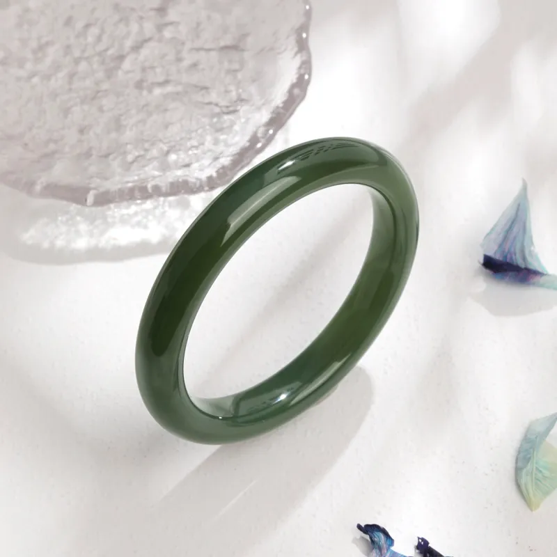 Lao Feng Xiang Hetian Jade Bangles Green Jade Women's-4