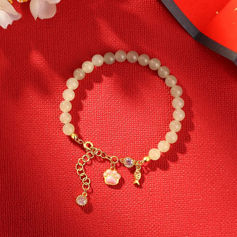 Lao Feng Xiang Hetian Jade Bracelets White Jade/Pale Greenish White Jade Women's-6