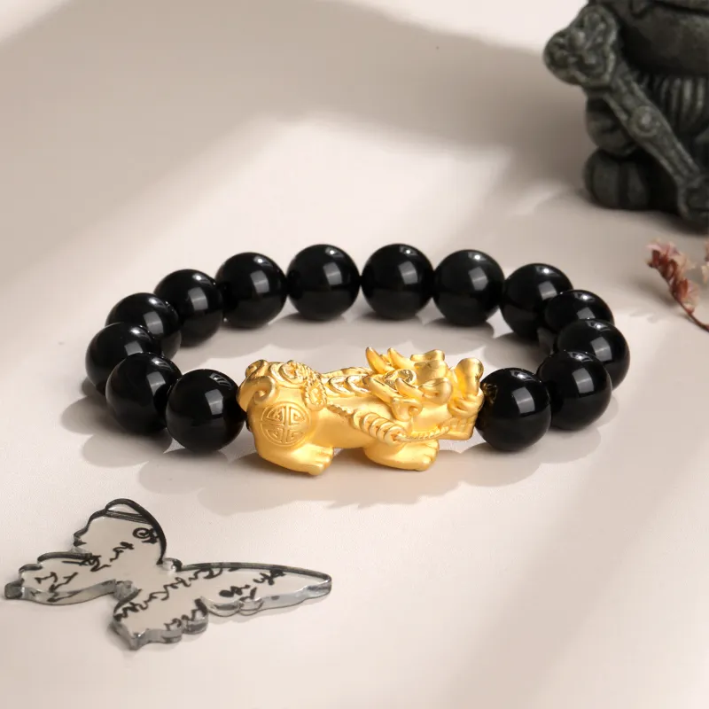 Lao Feng Xiang Obsidian Jade Bracelets Unisex-2