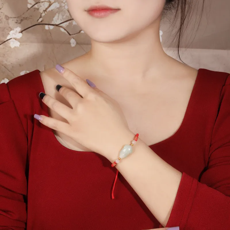 Lao Feng Xiang Hetian Jade Bracelet Sterling Silver White Jade/Pale Greenish White Jade Unisex-4