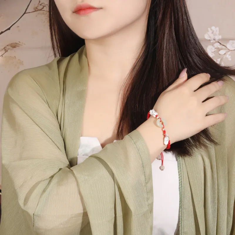 Lao Feng Xiang Hetian Jade Bracelets White Jade/Pale Greenish White Jade Unisex-6